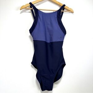 Roots One Piece Swimsuit Women Size 6 Athletic Lap Swim Built In Cups Navy